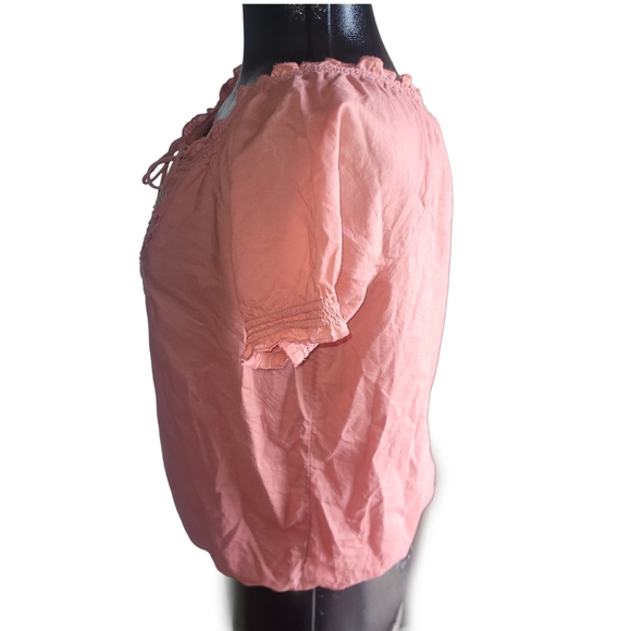 Sonoma Pink Embroidered Peasant Boho Chic Short Sleeve Top S - Picture 4 of 6